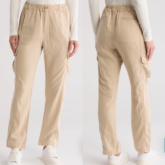Faherty Arlie day cargo pants safari color elastic waistband utility vibe size M - Picture 1 of 8